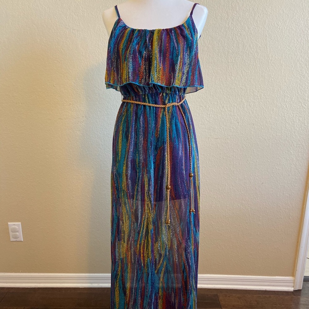 Vibrant colored long summer/tropical dress